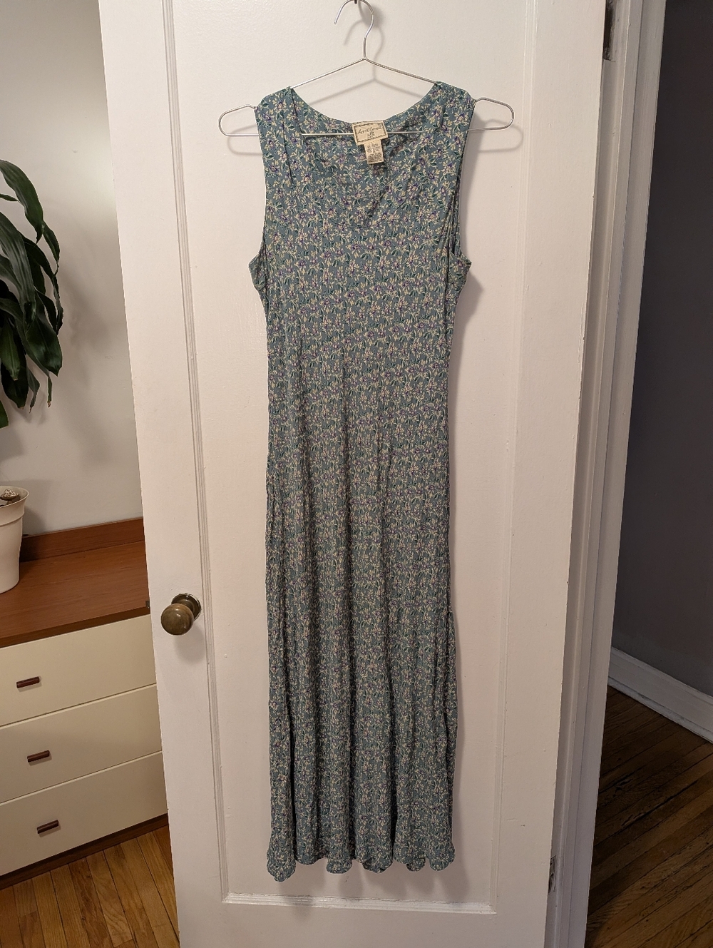 April Cornell Sage Green Floral Midi Dress